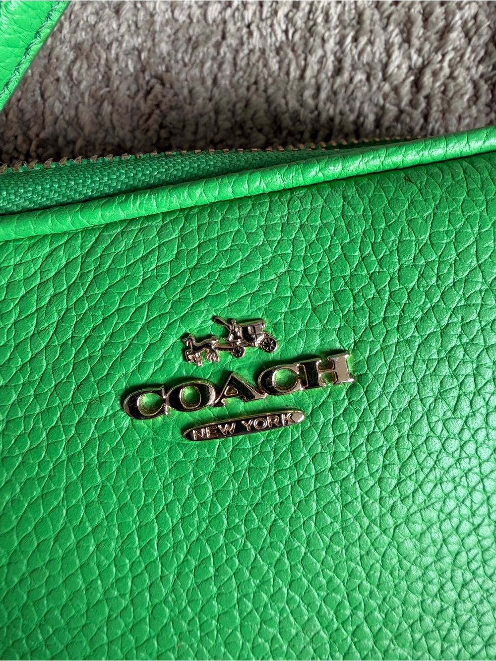 Coach Bright Green Pebbled Leather Crossbody - Picture 2 of 5